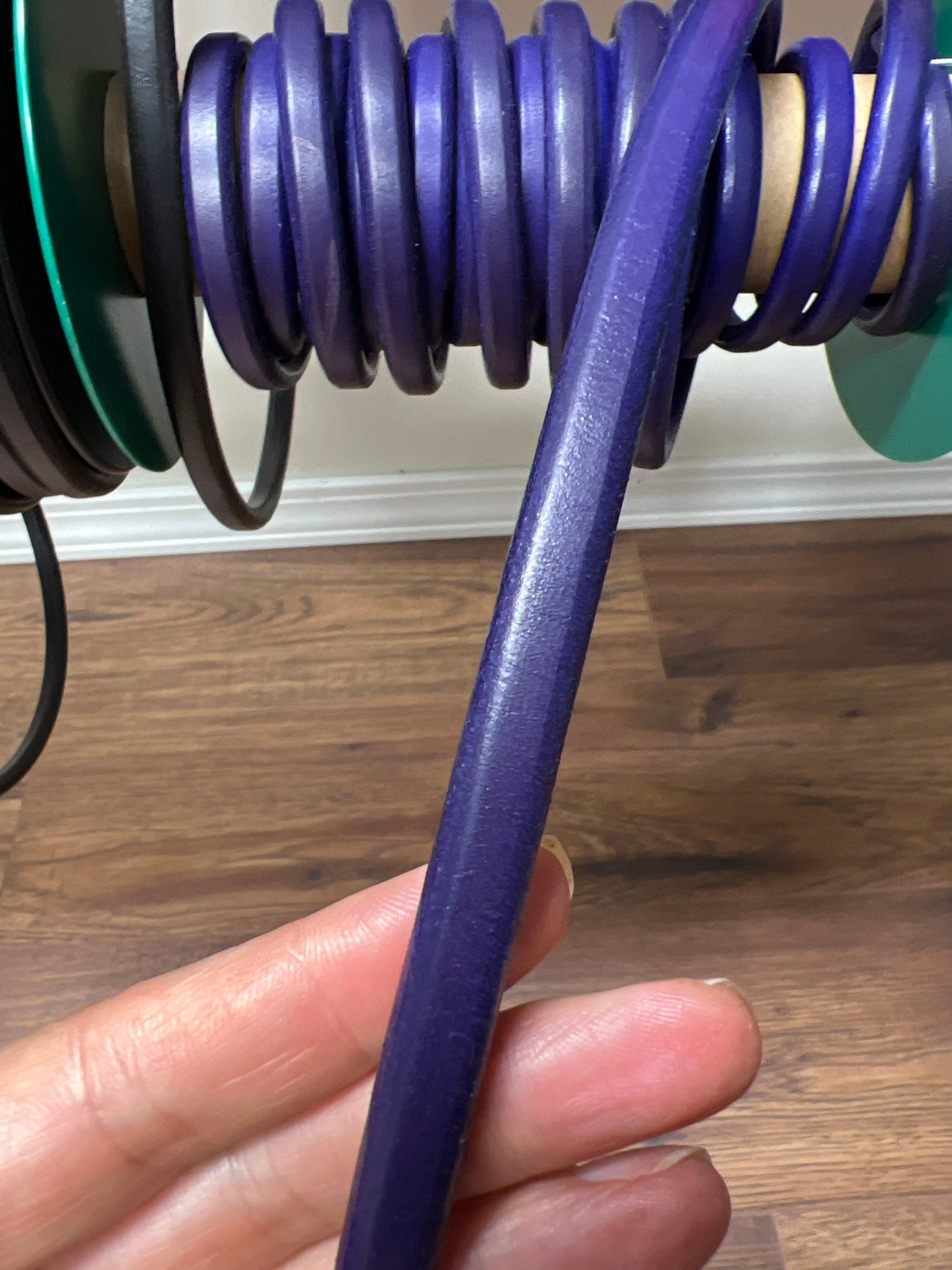MADE in EUROPE 8" purple licorice leather cord, 10x6 leather cord, bracelet leather cord, thick leather cord (MARL10P)