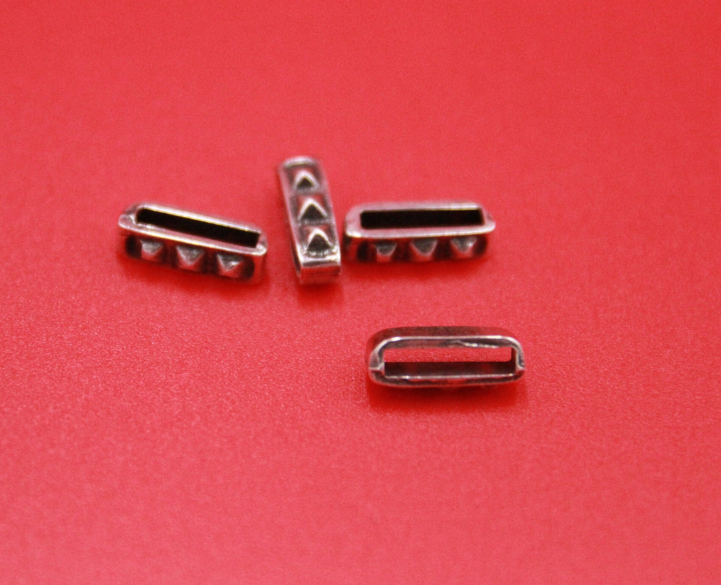 FS0555>>MADE in EUROPE 4 zamak slider bars, 10mm flat cord sliders, 10mm leather cord sliders, Qty4