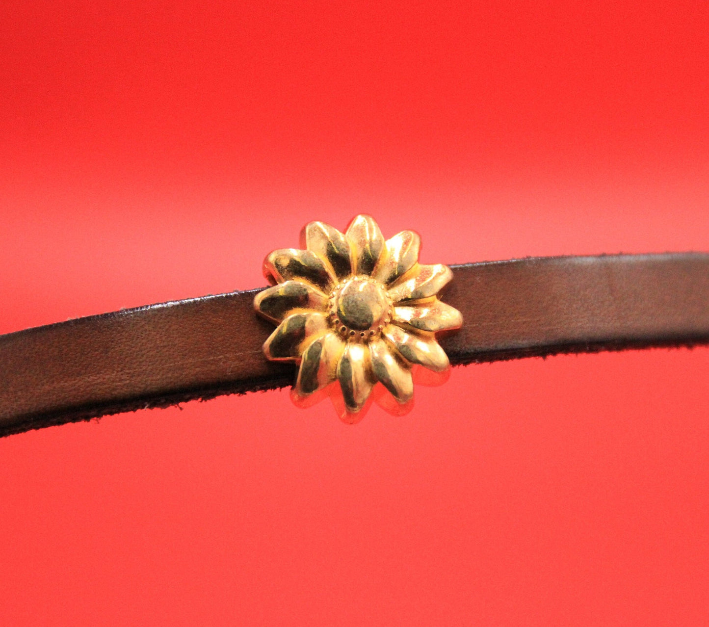 FS0019>>MADE IN EUROPE 2 zamak flower sliders 10mm flat cord, 10mm flat cord daisy slider, sunflower slider for 10mm flat cord Qty2