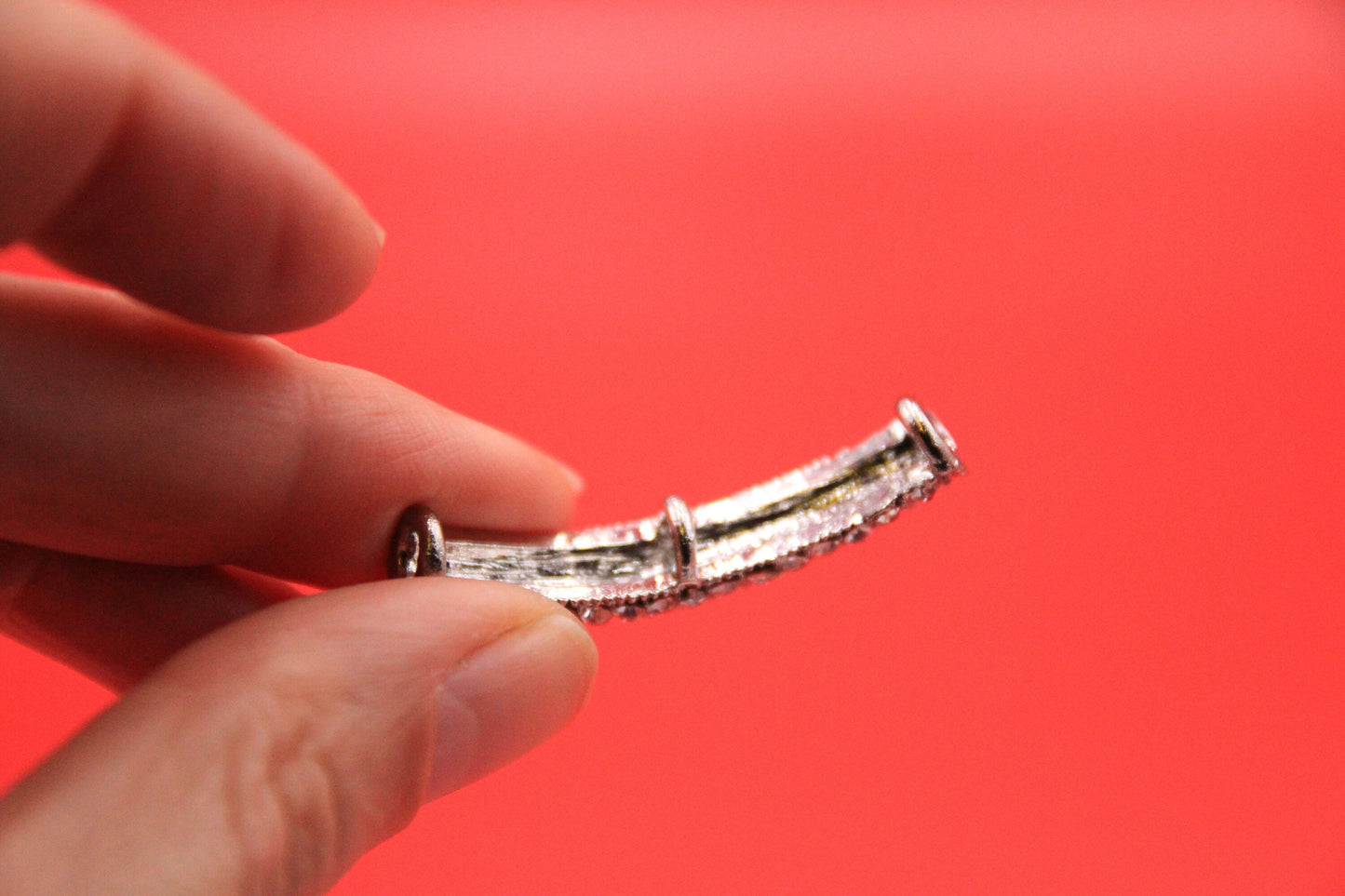 RS0180>>MADE IN EUROPE zamak tube slider with strass, zamak tube with rhinestones, 3mm leather cord slider Qty1