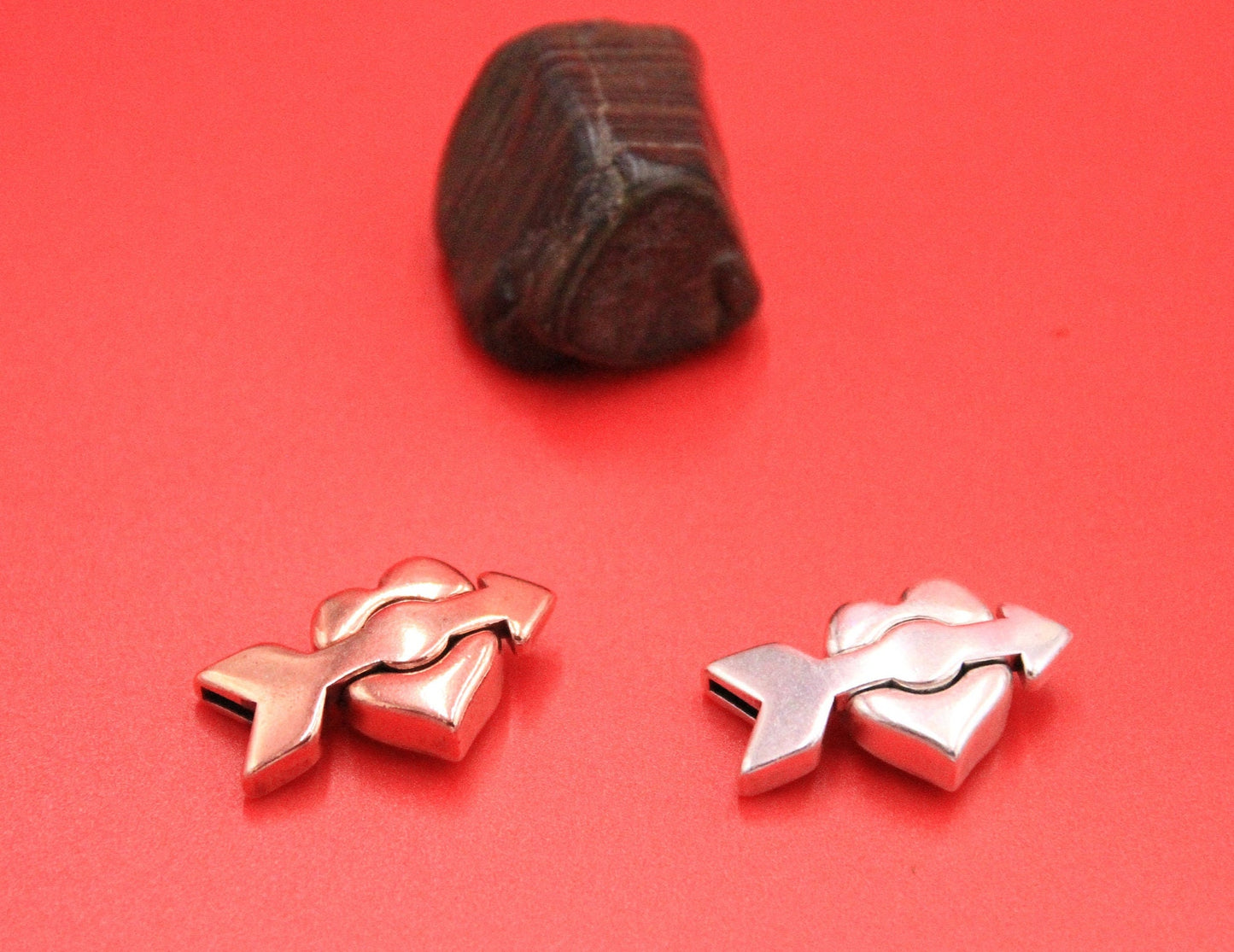 FC0011>>MADE in EUROPE Zamak heart clasp, 10mm zamak clasp for flat leather cord qty1