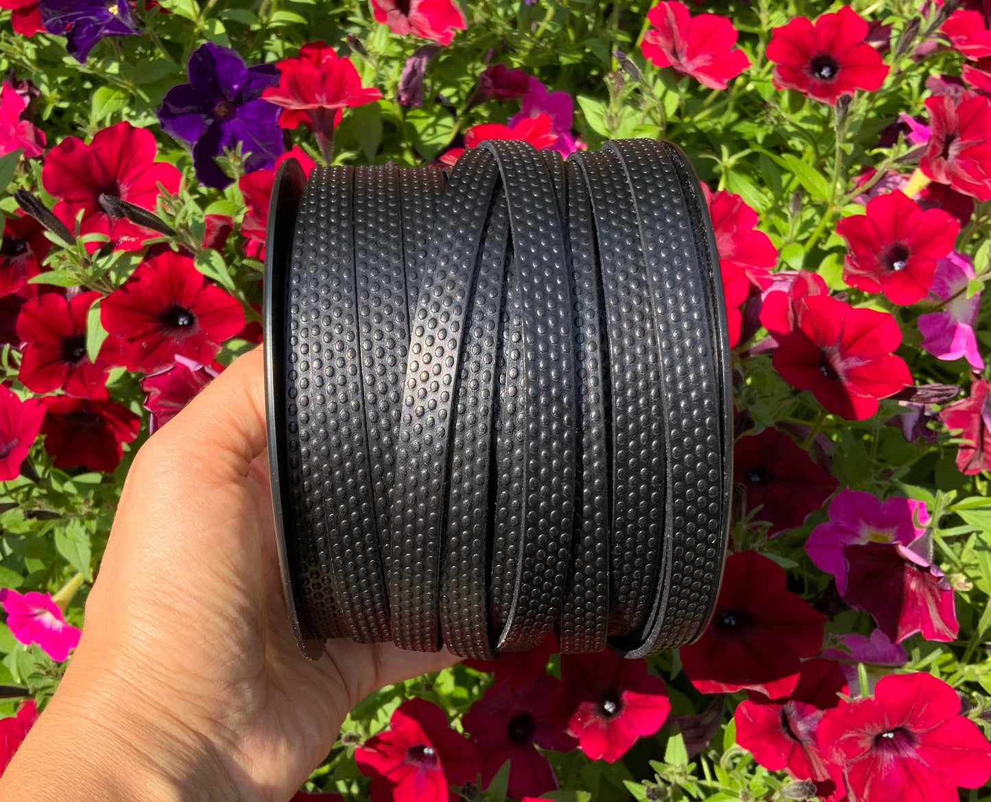 MADE in SPAIN 24" flat leather cord, 10mm flat engraved leather cord for a bracelet, embossed 10mm leather cord (AR110/10/34)
