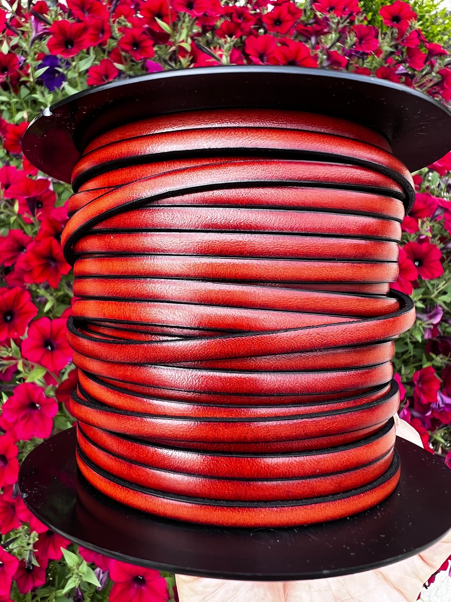 MADE in EUROPE 1 yard of 5mm flat leather cord, genuine leather 5mm strip, burnt orange flat leather cord(AR100/05/05)