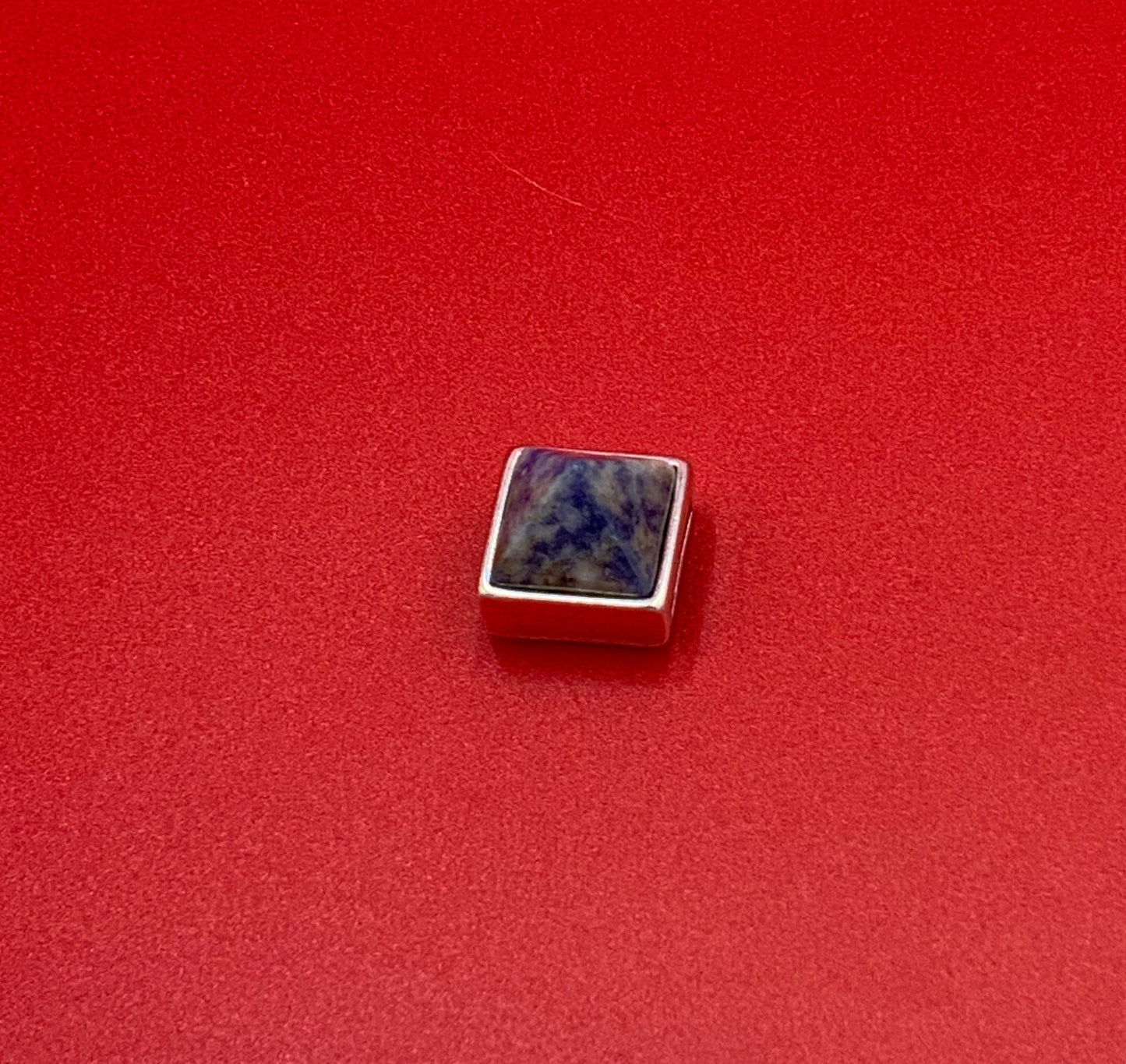 FS0623>>MADE IN EUROPE zamak square slider with natural gemstone, 10mm flat cord slider with natural stone cabochon, Qty1