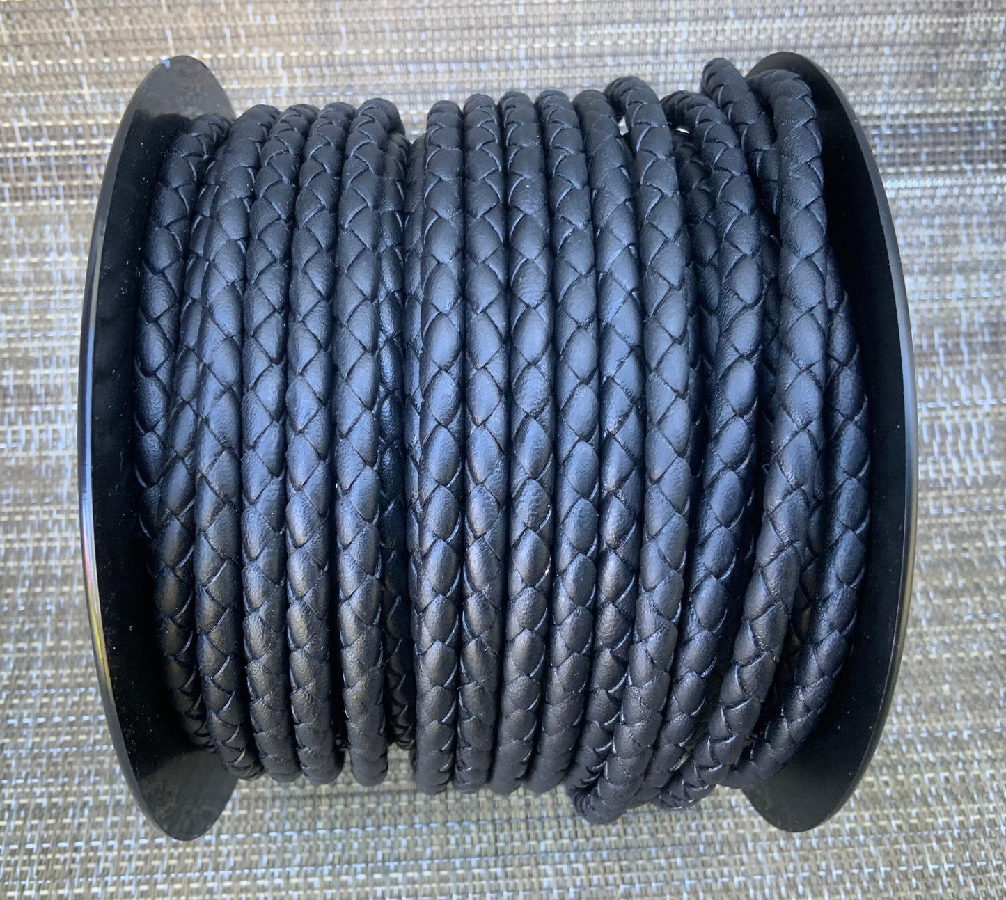MADE IN SPAIN 24" 5mm braided leather cord, 5mm black braided leather cord, (MarR5TRNeg)