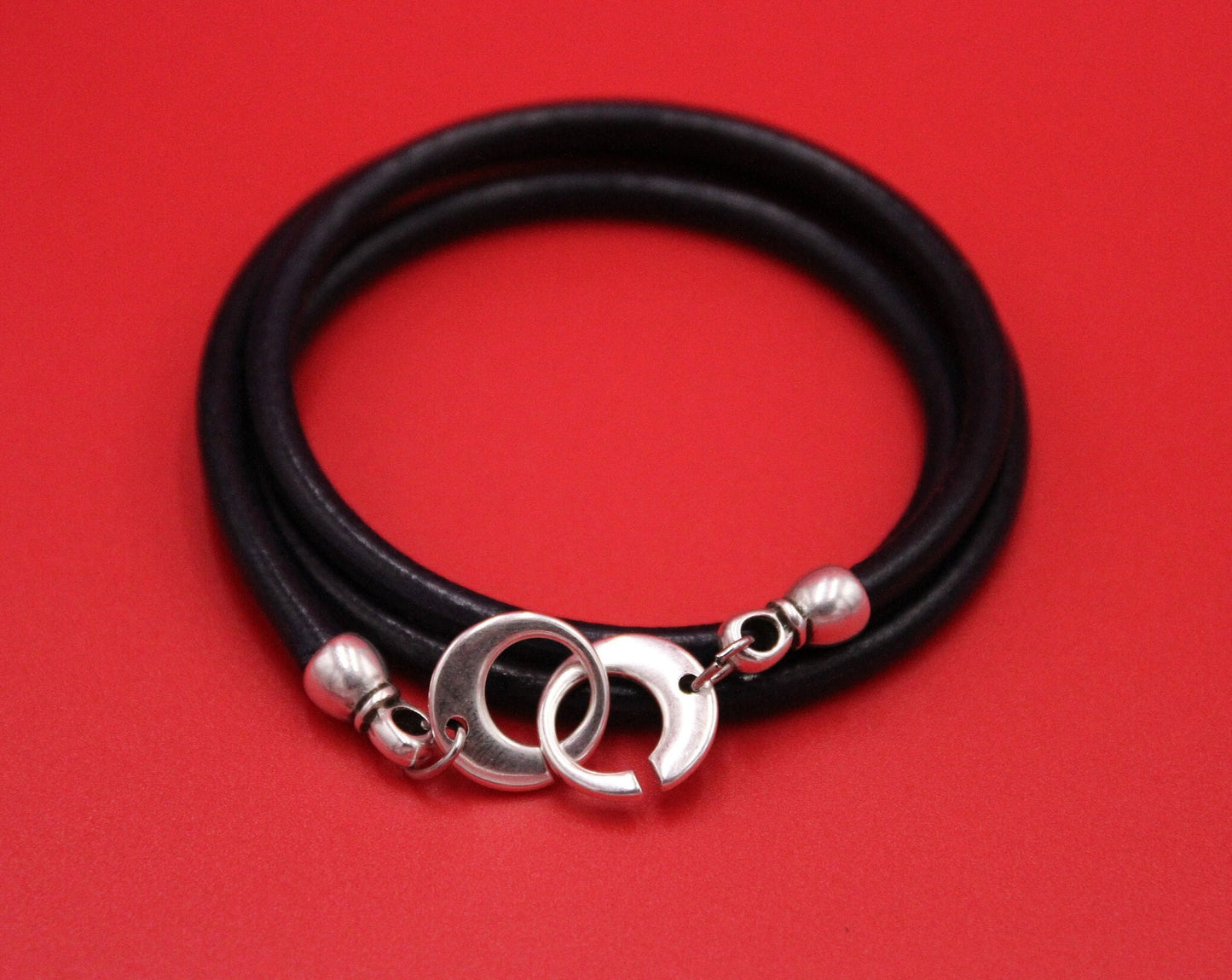 RC0207>>MADE in EUROPE zamak two parts clasp, round cord clasp, 5mm cord clasp Qty1