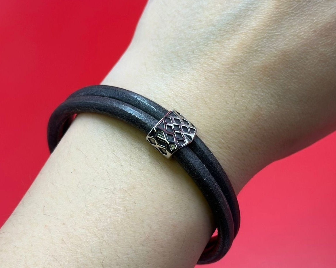 RS0192>>304 Stainless steel 10x5mm cord 2 sliders, 10x5mm engraved sliders, Qty2