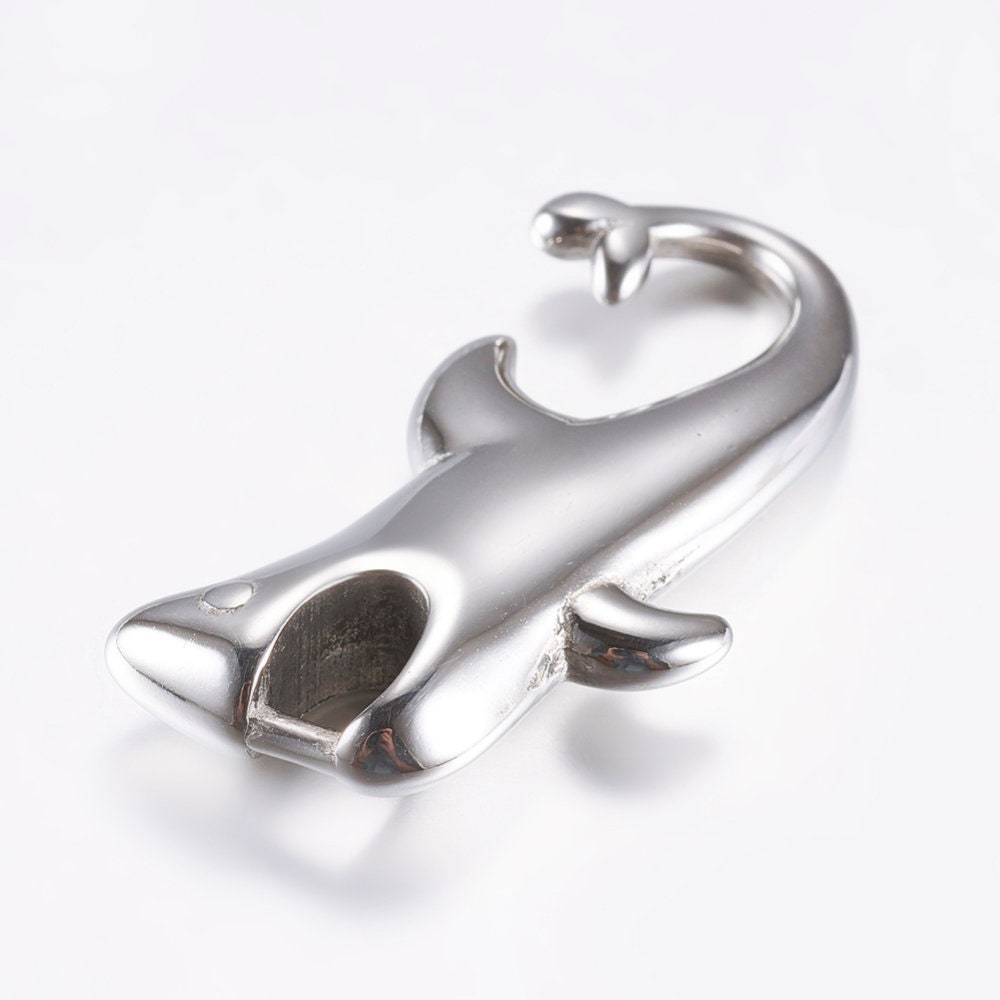 FC0432>>MADE in EUROPE 316 stainless steel shark hook clasp set with 2 cord zamak loop makers, shark hook set for bracelet Qty 1set