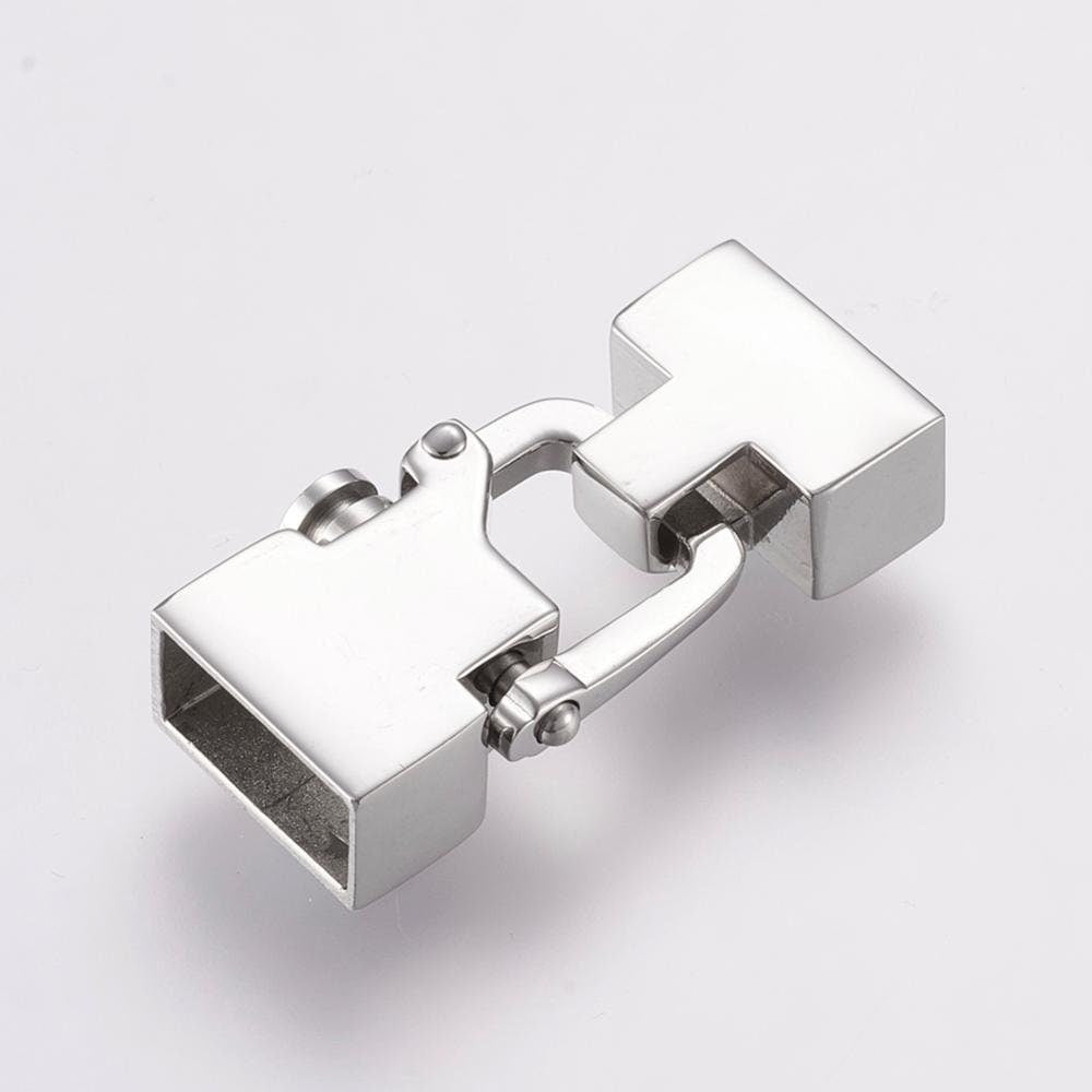 LC0042>>MADE in EUROPE 304 stainless steel clasp for 12x6mm cord, licorice cord shackle clasp