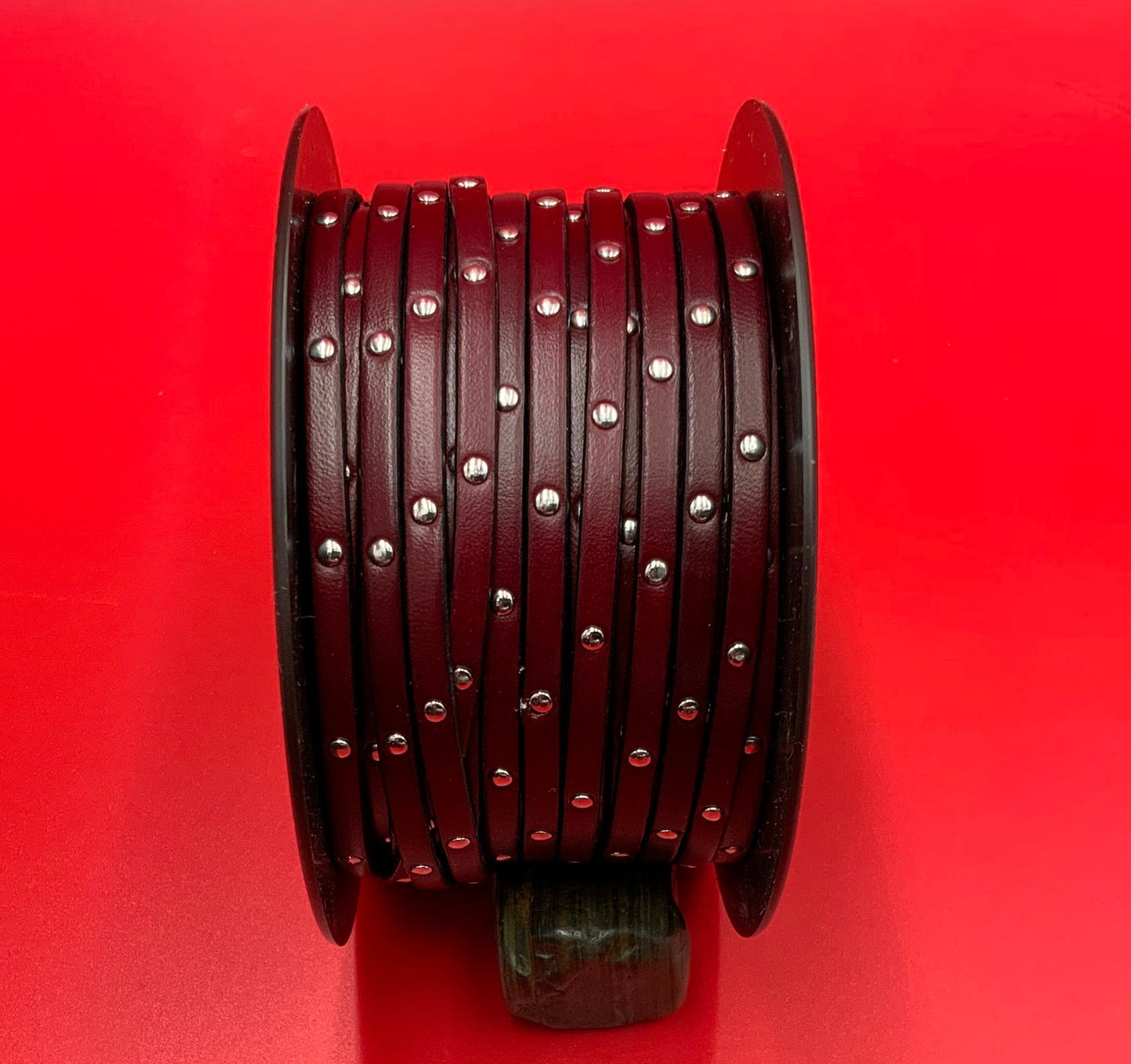 MADE in EUROPE 24'' flat 5mm leather cord with rivets, 5mm flat leather cord, 5mm leather cord