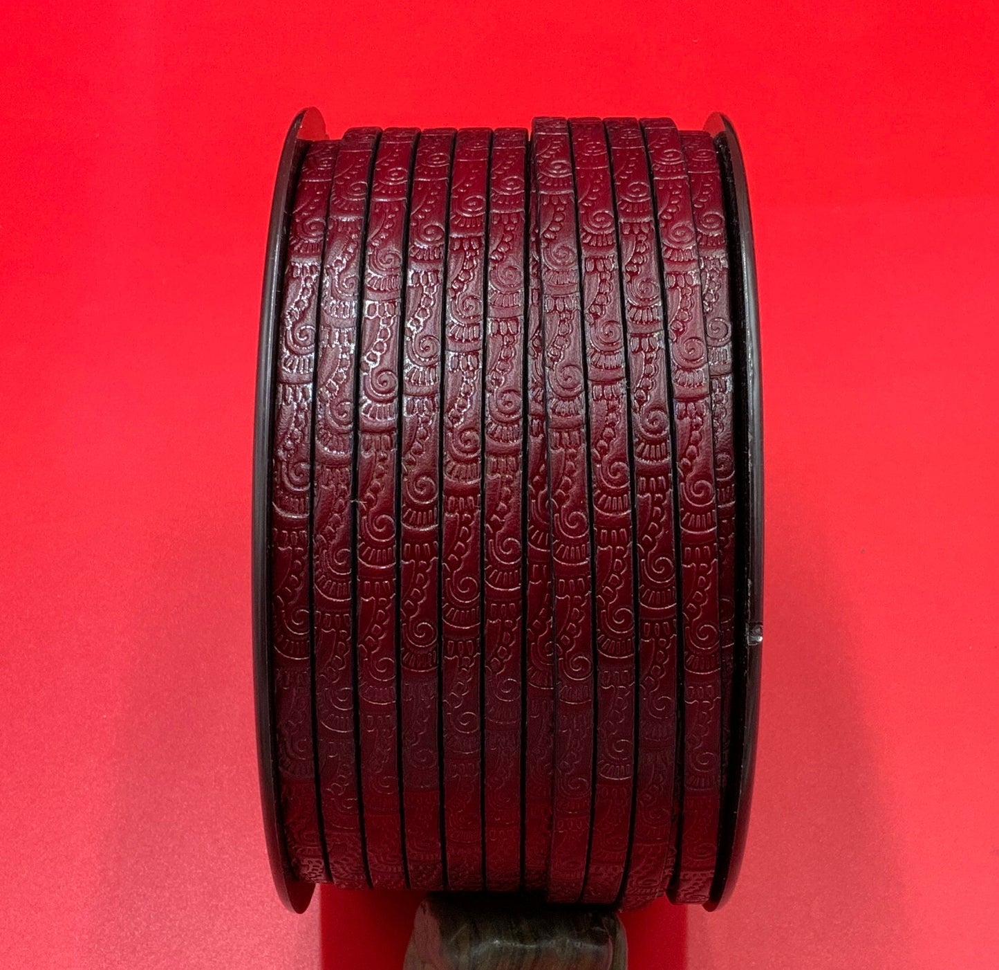 MADE in EUROPE 24" flat leather cord, embossed 5mm leather cord, genuine leather cord