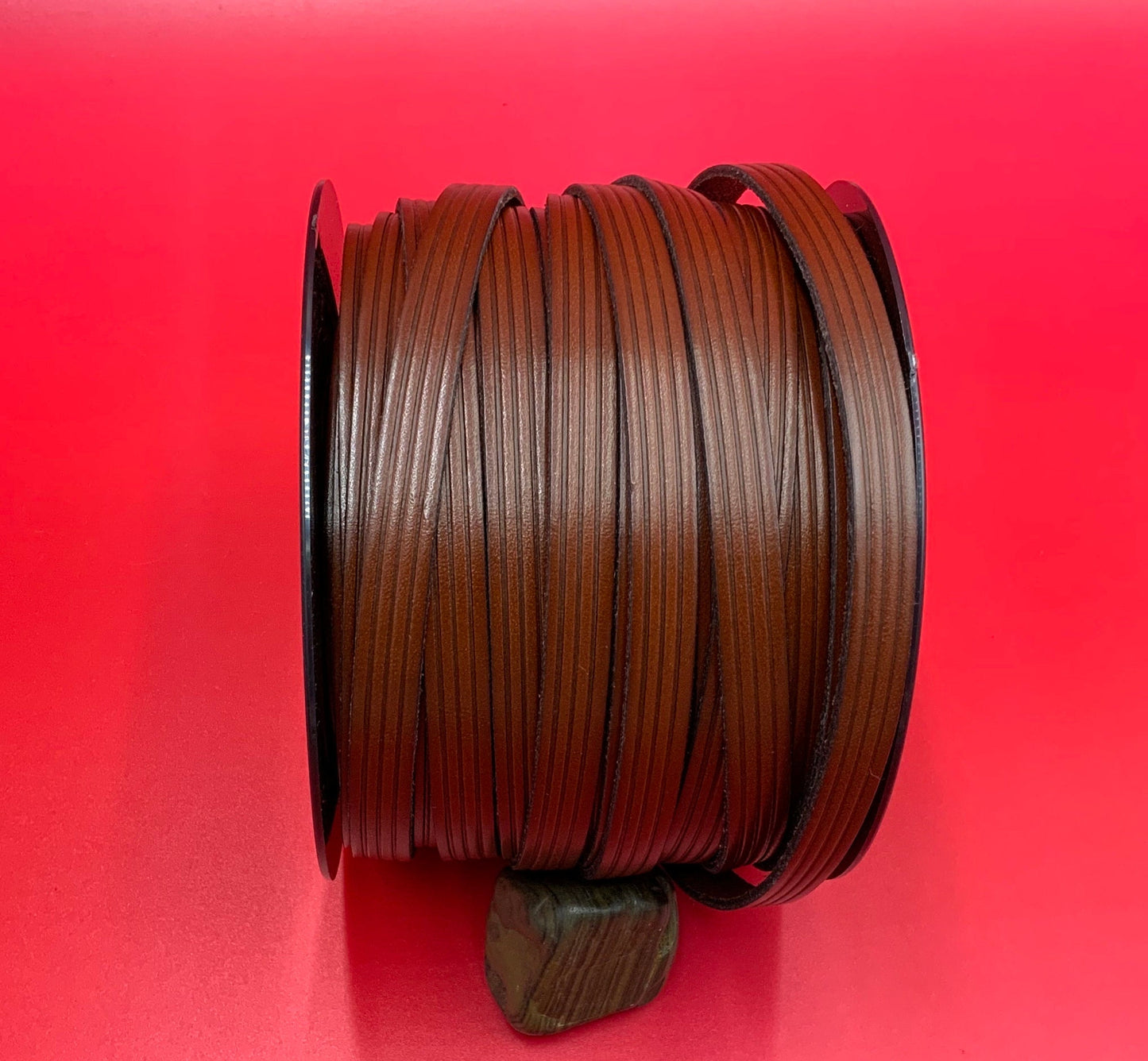 MADE in EUROPE 24" flat leather cord, embossed 10mm medium brown leather cord, genuine leather cord (AR120/10/COG)