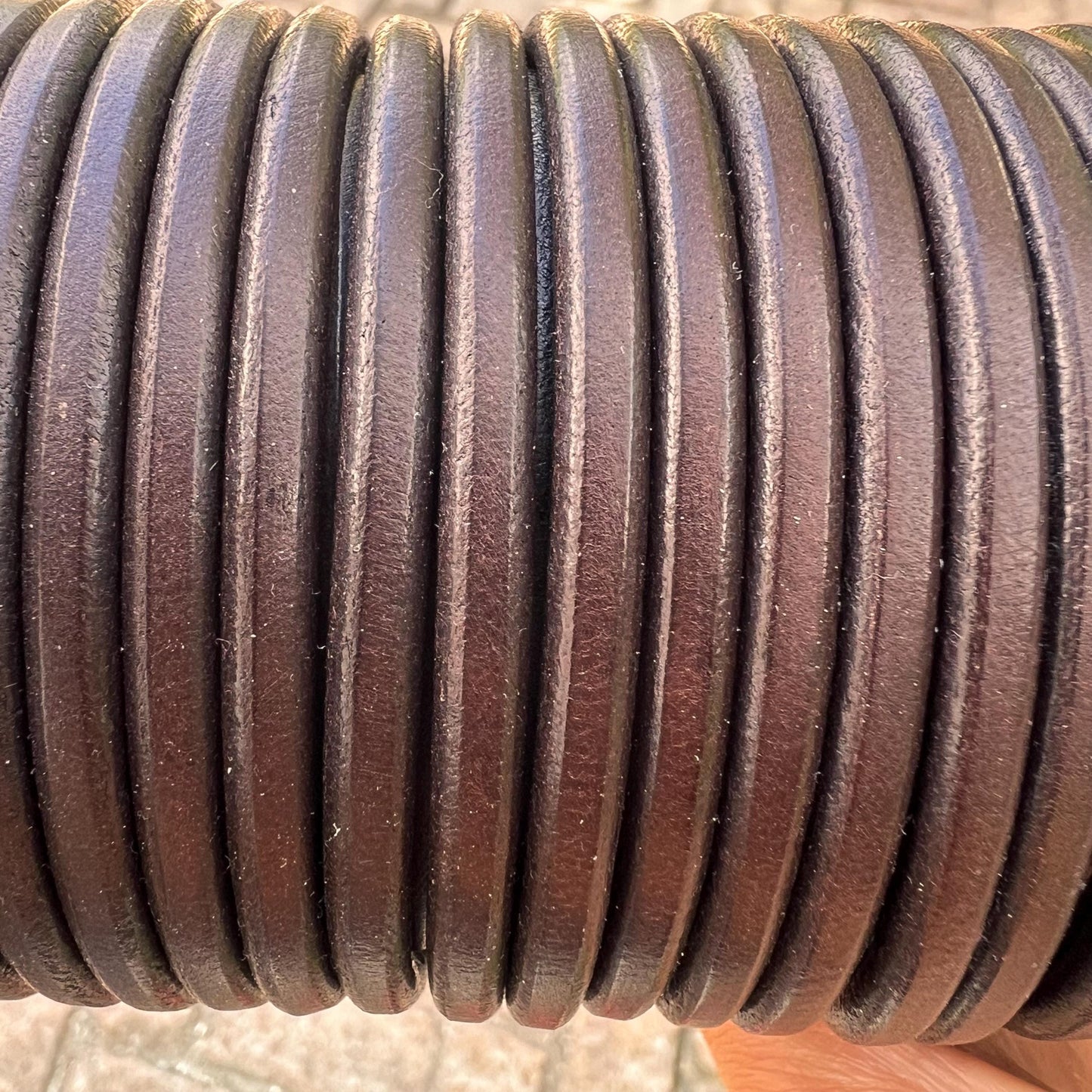 MADE in SPAIN 2 feet (24"/61cm) brown round leather cord, 5mm round leather cord, (MARR5BRNAT)