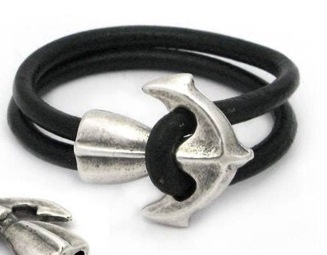 RC0084>>MADE IN EUROPE anchor hook clasp, 5mm leather cord clasp, round leather cord clasp(X5991AS)