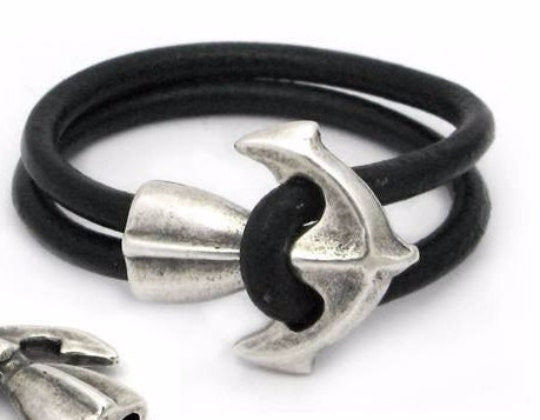 RC0085>>MADE IN EUROPE round cord anchor clasp, 5mm leather cord clasp, bracelet hook clasp (X5991SP)