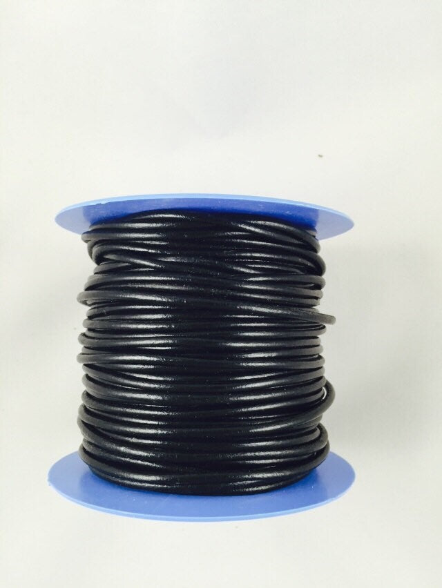 MADE IN SPAIN 6 feet of 3mm black leather cord, 3mm round leather cord (3ANINEG)
