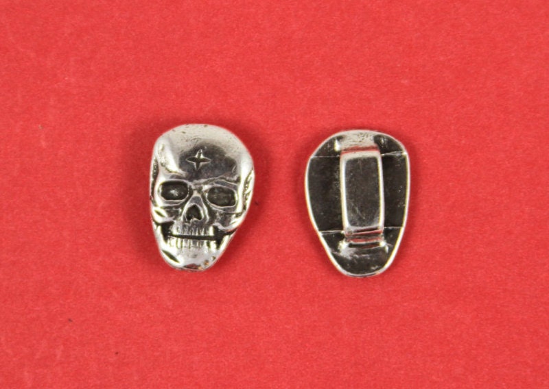 FS0092>>MADE in EUROPE zamak skull slider, flat cord skull slider, 10mm cord slider, zamak slider (ABLZ26) qty2