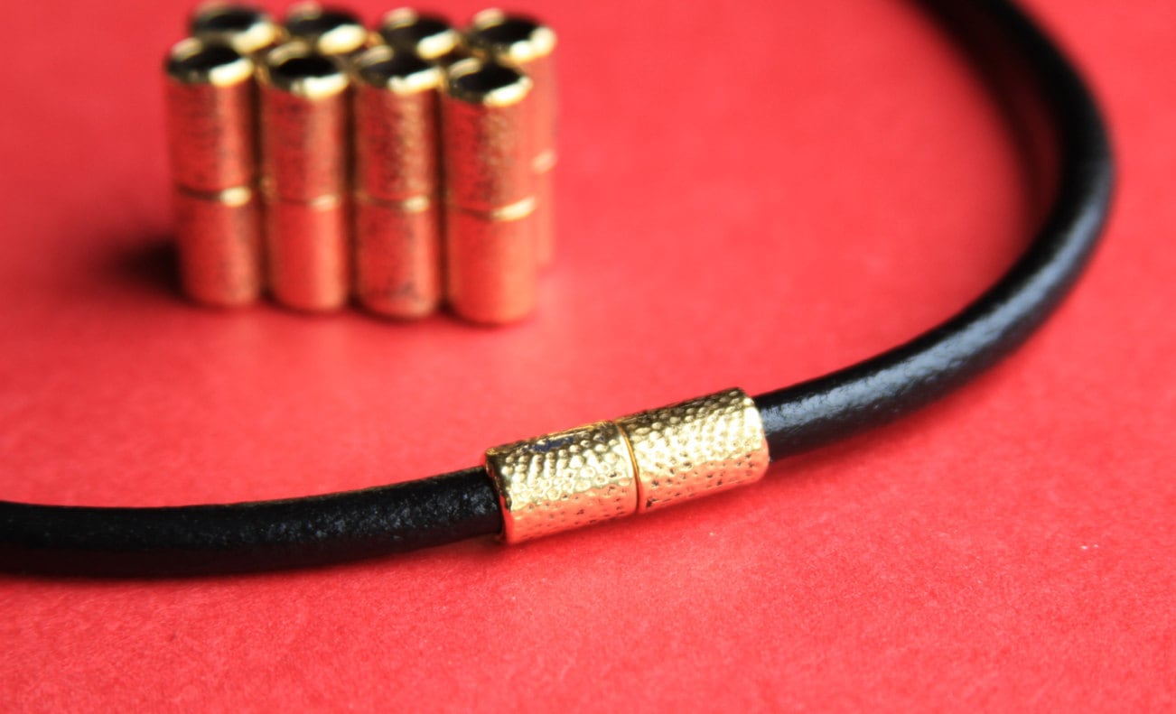 RC0035>>MADE IN EUROPE 5mm gold magnetic clasp, 5mm round leather cord clasp (XM5978AG) Qty1