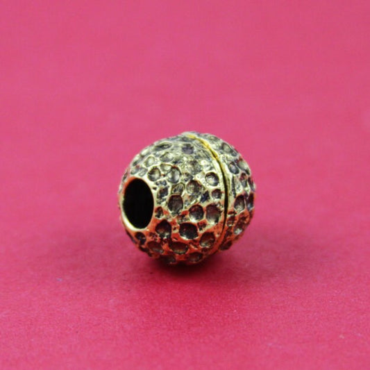 RC0067>> MADE IN EUROPE round leather cord gold clasp, hammered ball clasp (XM6114AG)Qty1