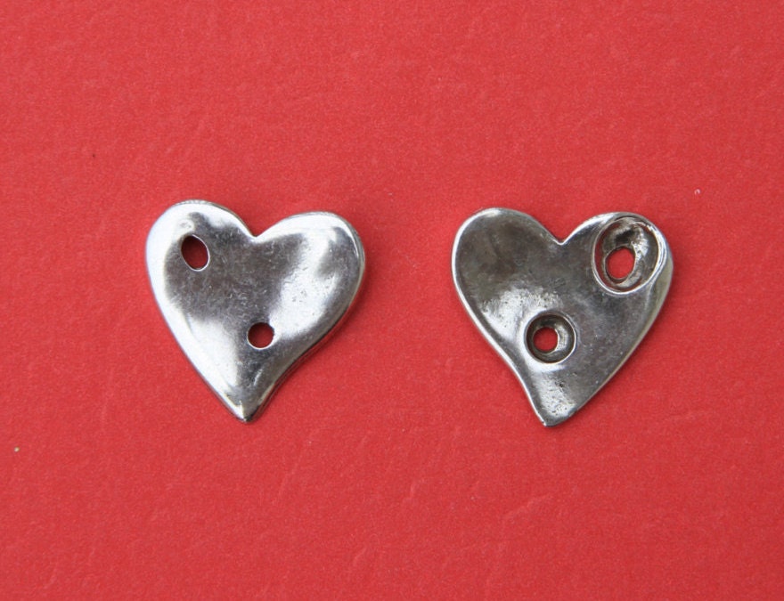0061>>MADE in EUROPE zamak heart clasp-pendant, silver heart clasp-pendant for necklace (ABLZ12S) qty1