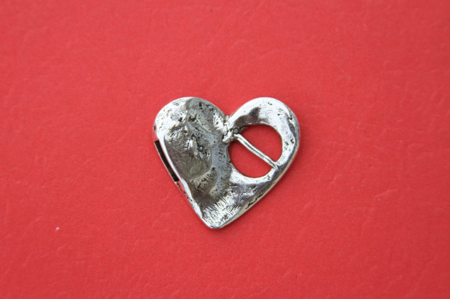 FC0207>>MADE in EUROPE zamak heart buckle clasp, heart slider clasp, hammered heart clasp (ABLZ56S) qty1