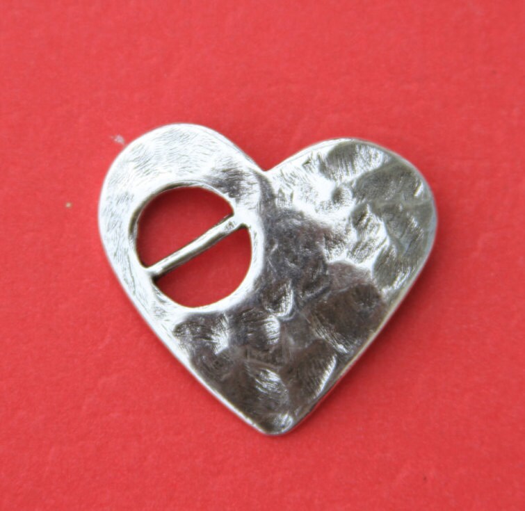 FC0207>>MADE in EUROPE zamak heart buckle clasp, heart slider clasp, hammered heart clasp (ABLZ56S) qty1