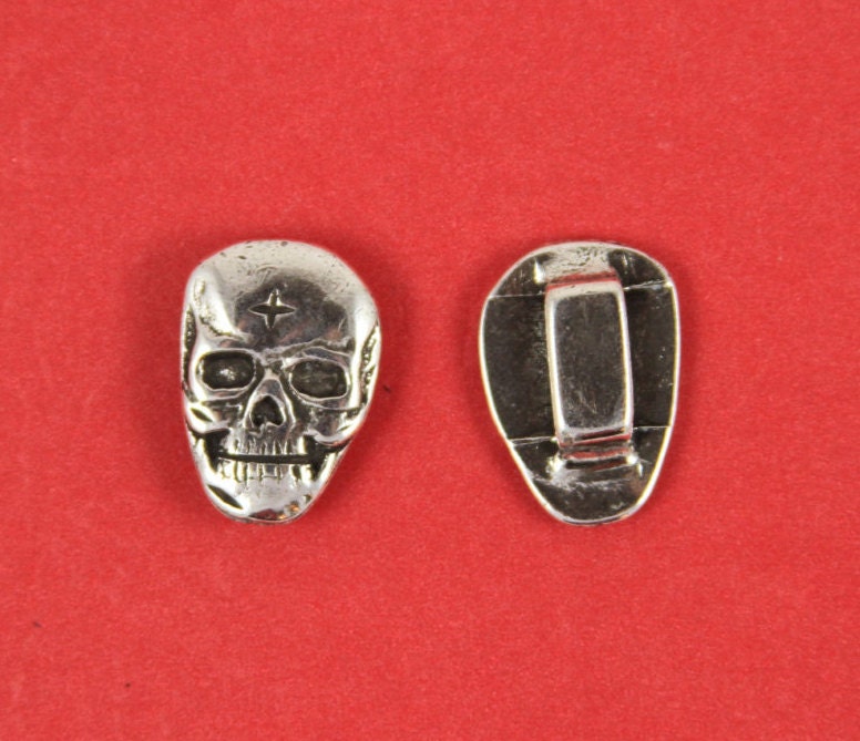 FS0092>>MADE in EUROPE zamak skull slider, flat cord skull slider, 10mm cord slider, zamak slider (ABLZ26) qty2