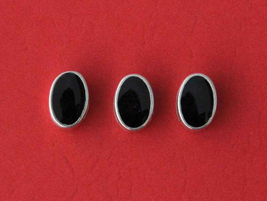3/2 MADE in EUROPE 3 zamak enamel sliders, zamak slider, enamel zamak bead, oval enamel bead, flat cord zamak oval slider (X50505AS) qty3