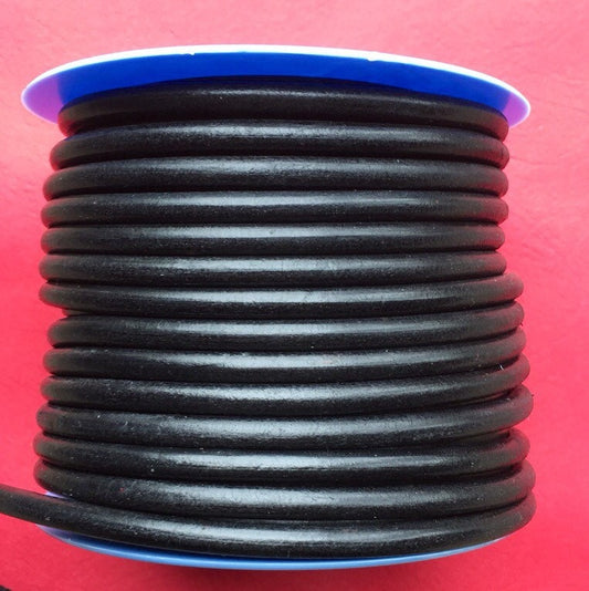 MADE in SPAIN  1 yard of 6mm leather cord, black round leather cord (6ANINEG)