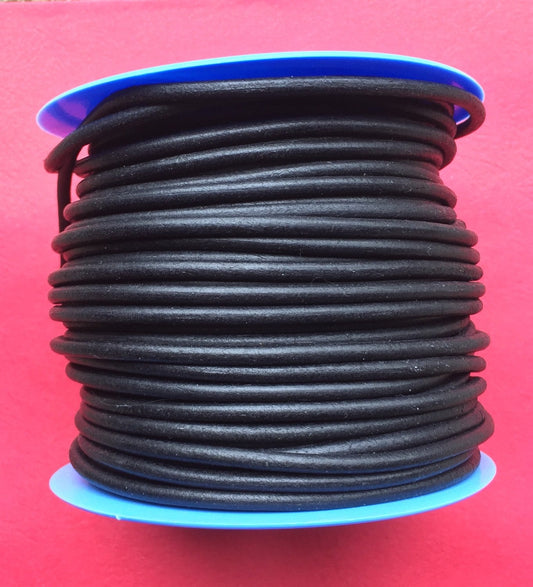 MADE in SPAIN 1 yard of black 4 mm round leather cord (4ANINEG)