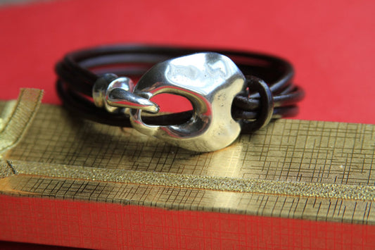 RC0008>> MADE in EUROPE zamak hook clasp, bracelet shiny clasp, silver hook clasp (ABLZ68S) Qty1