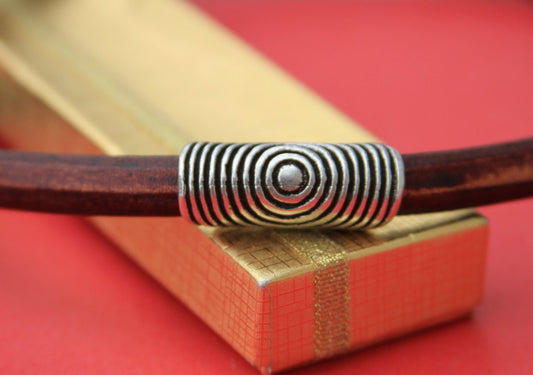 LS0077>>MADE in EUROPE metal tube slider for 10mm cord, licorice cord slider, licorice cord tube, licorice cord bead (X5223AS) qty1