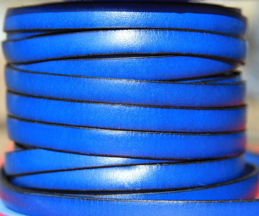MADE in SPAIN 2 feet of flat 10mm genuine leather cord, 10mm blue leather cord, electric blue leather cord, bracelet leather cord (VM10AZE)