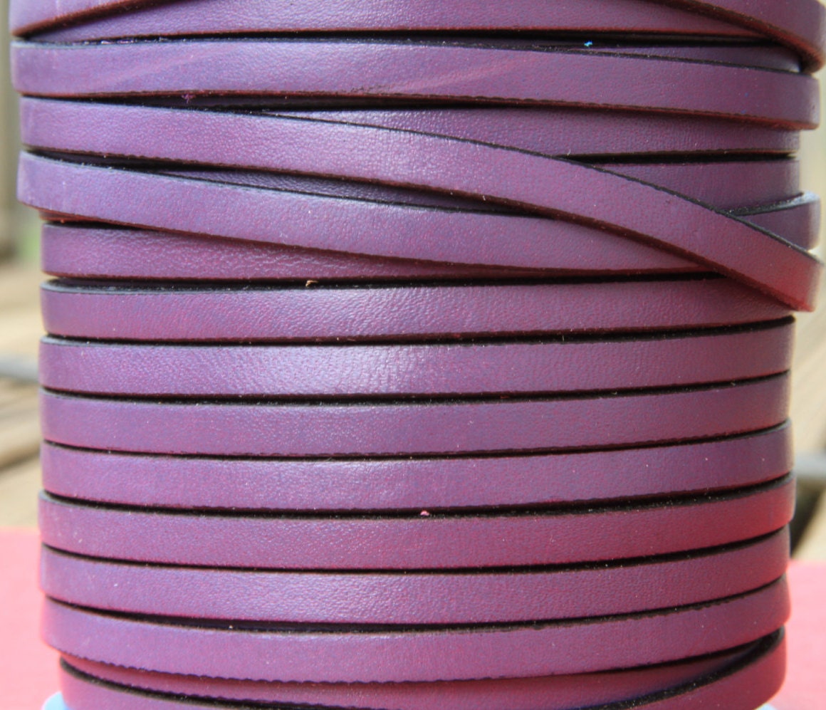 MADE in SPAIN 1 yard of 5mm purple leather cord, leather cord for jewelry, 5x2mm leather cord, flat purple leather cord (VM5LIL)