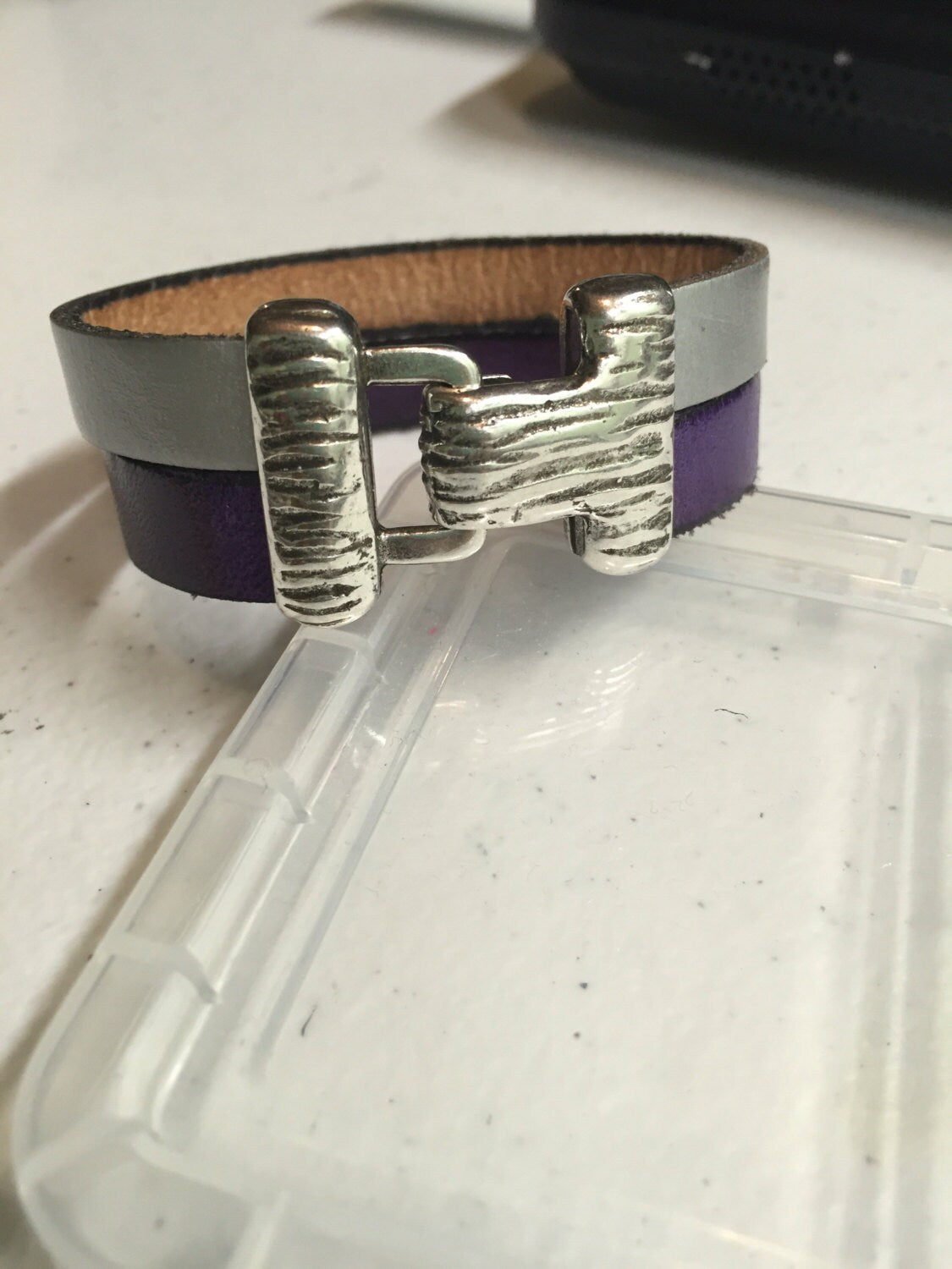 FC0202>>MADE in EUROPE zamak hook clasp, stripped hook clasp, flat cord clasp, multistrand cord clasp (ABLZ22) qty1