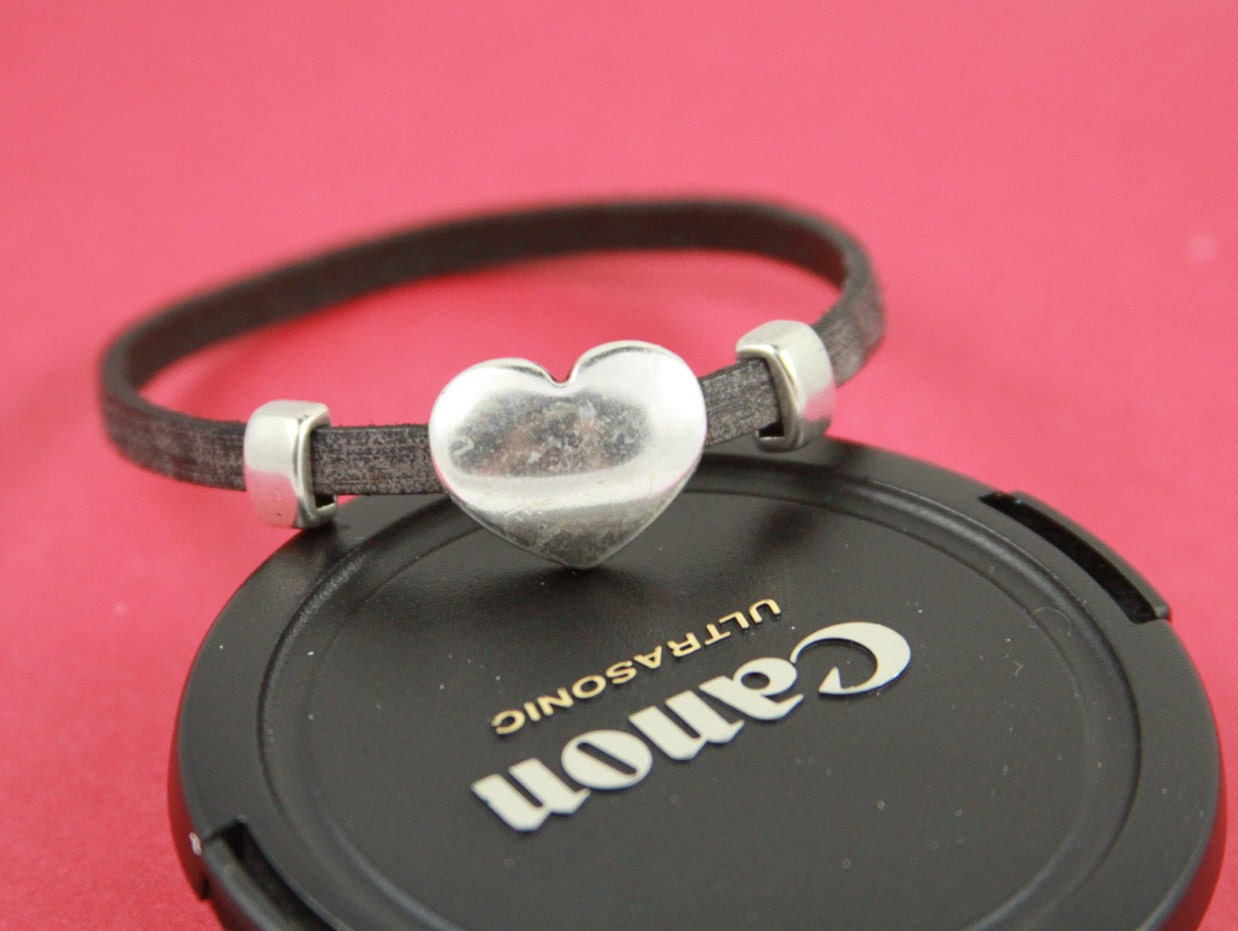 FC0048>>MADE in EUROPE zamak heart clasp, heart clasp, zamak  clasp, flat 5mm cord zamak heart clasp, Qty1