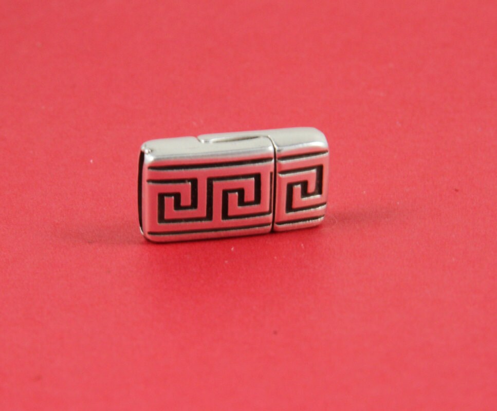 FC0215>>MADE in EUROPE zamak clasp, 10mm flat cord clasp, 10x2mm silver clasp Qty1