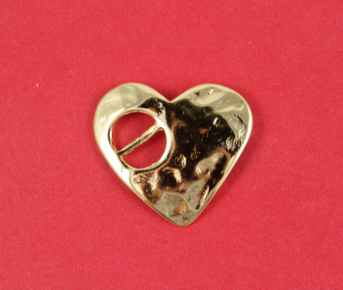 FC0207>>MADE in EUROPE zamak heart buckle clasp, heart slider clasp, hammered heart clasp, gold heart clasp (ABLZ56G) qty1