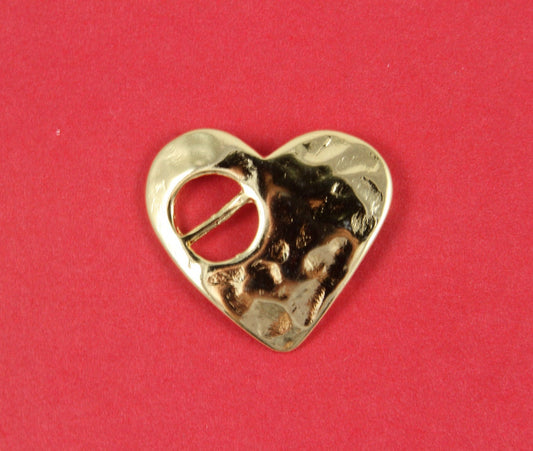 FC0207>>MADE in EUROPE zamak heart buckle clasp, heart slider clasp, hammered heart clasp, gold heart clasp (ABLZ56G) qty1