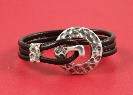 RC0072>>MADE in EUROPE zamak hammered round hook clasp, silver hammered hook clasp, bracelet zamak hook clasp (Ablz76S/95S) qty1 set