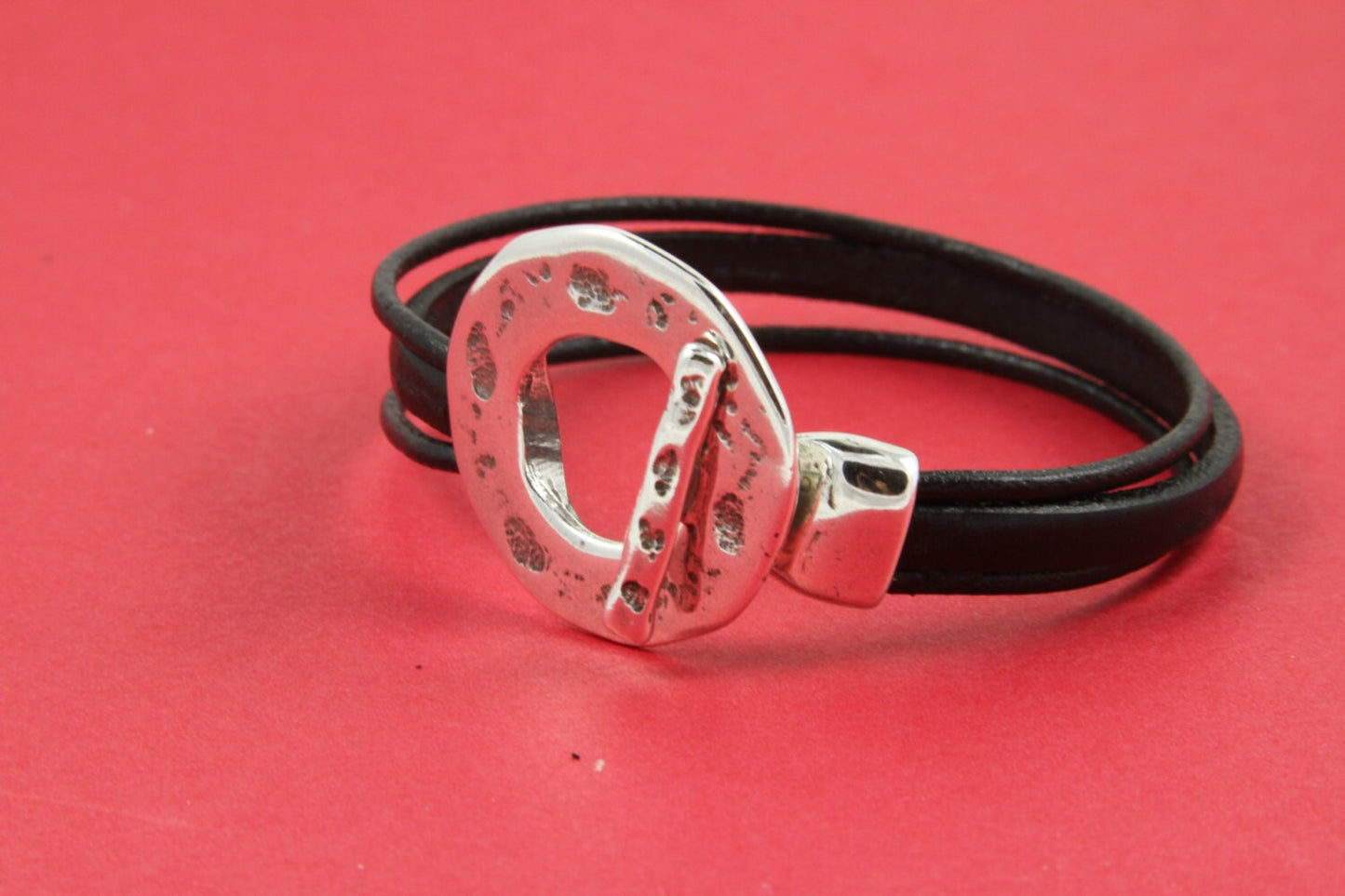 FC0279>>MADE in EUROPE zamak toggle clasp, zamak clasp, hammered toggle clasp, flat hammere circle toggle clasp (ABLZ96S)Qty1