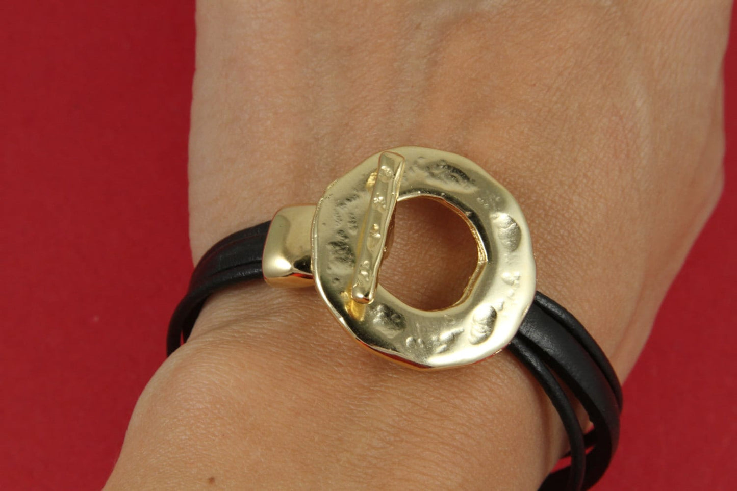 FC0279>>MADE in EUROPE zamak toggle clasp, bracelet toggle clasp, hammered toggle clasp, hammered circle toggle clasp (ABLZ78G)Qty1