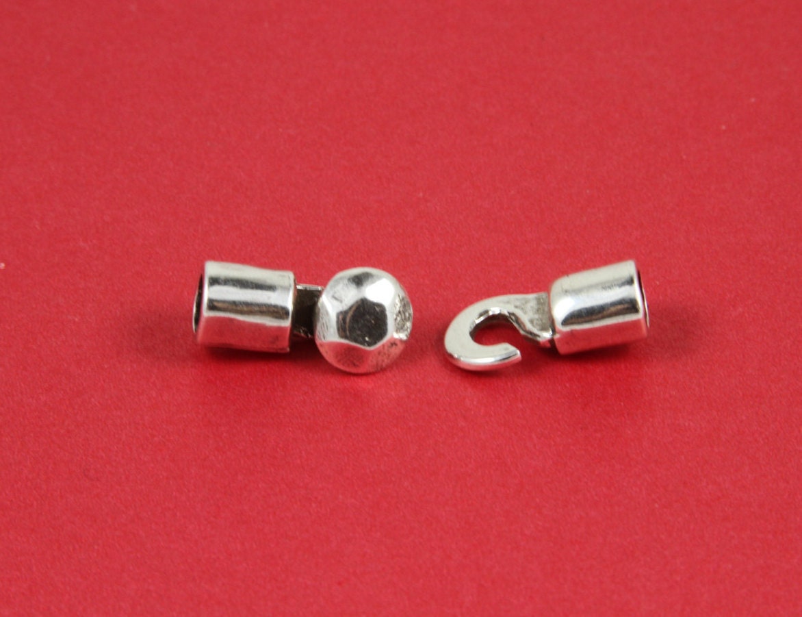 RC0079>>MADE in EUROPE zamak hook clasp, round cord clasp, 5mm cord clasp, bracelet zamak hook, zamak button clasp (Ablz85S) Qty1
