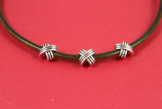 RS0090>>MADE in EUROPE 2 zamak sliders, zamak X sliders, 4mm cord slider, X bead, X tube, 4mm round cord slider (ABLZ83S) Qty2