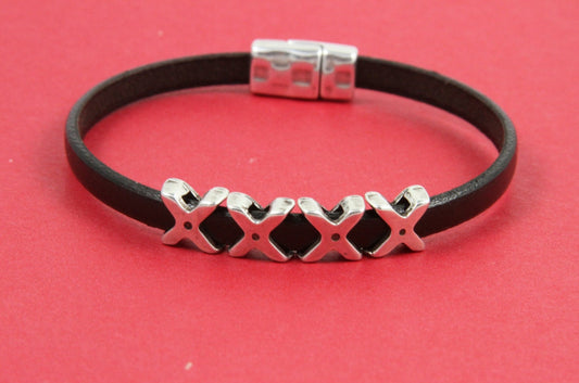 FS0431>>MADE in EUROPE 4 zamak X sliders, flat cord slider, X slider, 5mm cord slider, 5mm flat cord slider Qty4