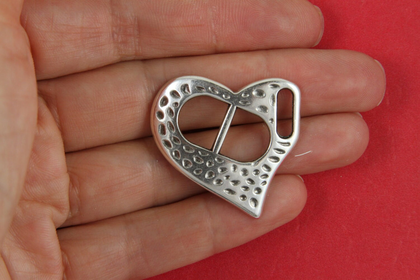 FC0239>>MADE in GREECE zamak heart buckle clasp,flat zamak buckle clasp,flat cord clasp,heart buckle clasp,10mm flat cord clasp (93764) Qty1