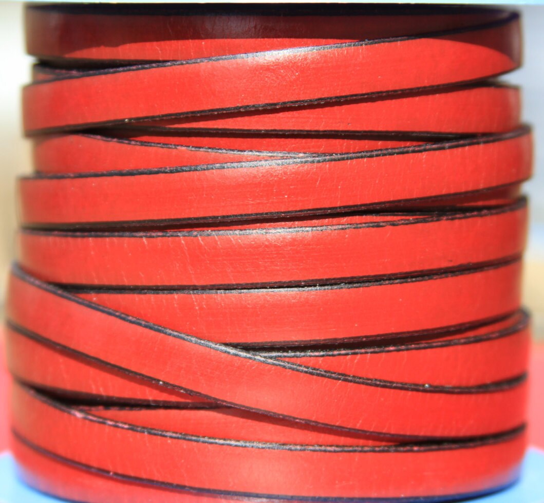 MADE in SPAIN 24" of flat 10mm genuine leather cord, 10mm bordeaux leather cord, dark red leather cord, leather cord for bracelet (VM10BUR)