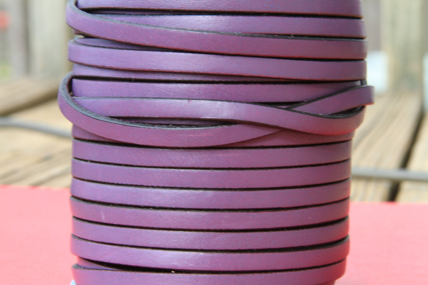 MADE in SPAIN 1 yard of 5mm purple leather cord, leather cord for jewelry, 5x2mm leather cord, flat purple leather cord (VM5LIL)