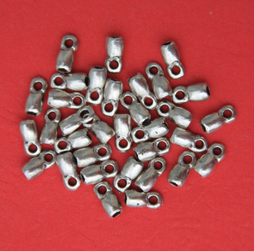 6/1 MADE in EUROPE 6 round cord ends, 2mm leather end caps, 2mm leather cord ends (X259) Qty6