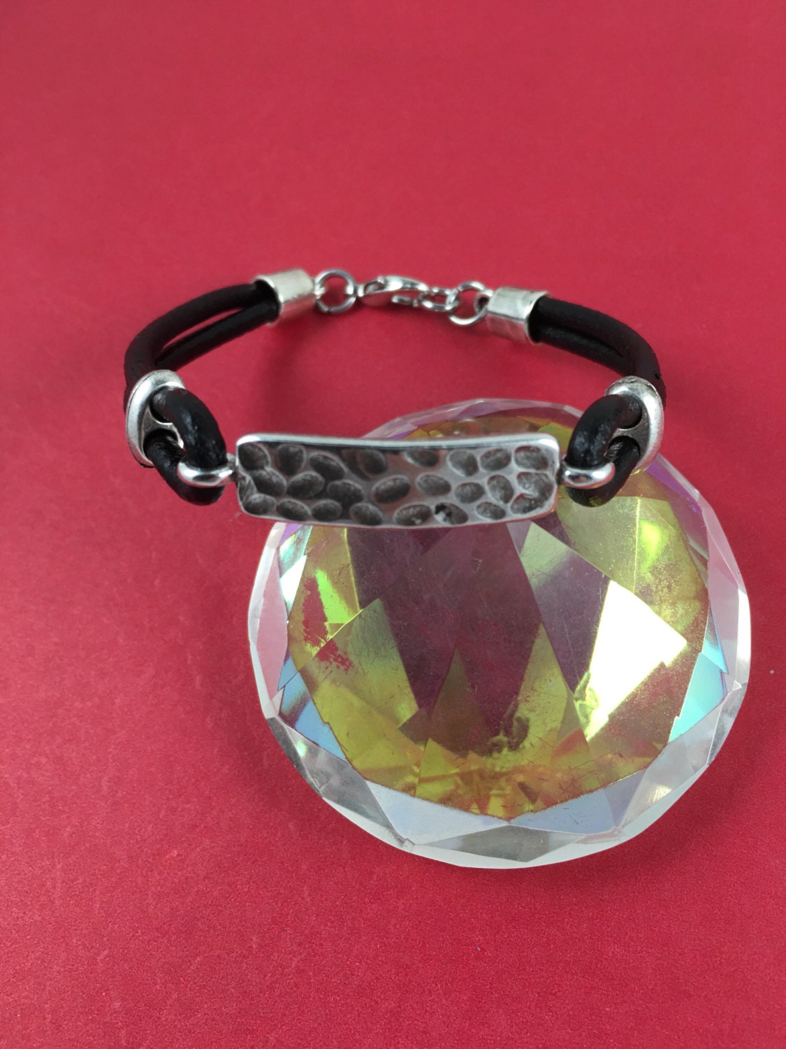 C0068>>MADE in EUROPE zamak connector with 2 separators, hammered zamak connector, zamak bracelet finding (Ablz112S) Qty1